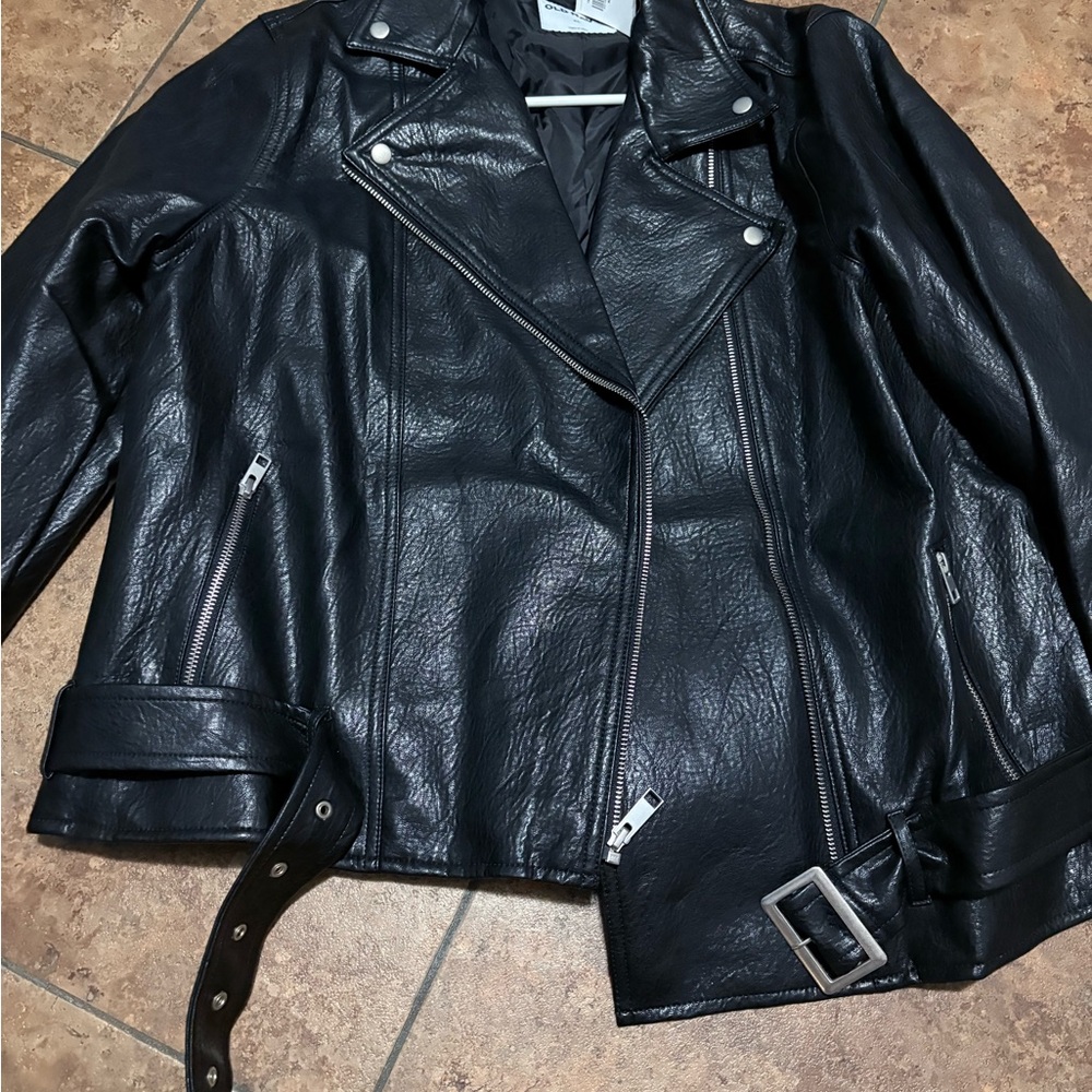 Old Navy Black Leather Biker Jacket